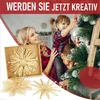 A family decorating a Christmas tree with straw star ornaments. Produktbild-Vorschau