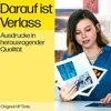 A young woman is holding several printed photos, looking down at them. The left side of the image has a yellow background with German text. Náhled obrázku produktu