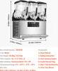 A commercial slushie machine with three tanks is shown against a white background, with dimensions and product details overlaid. Náhled obrázku produktu