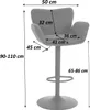 A bar stool with dimensions indicated by measurement lines and text. Podgląd zdjęcia produktu