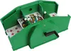 A green card shuffling machine with playing cards inserted. Podgląd zdjęcia produktu
