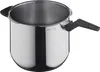 A stainless steel pot with black handles against a white background. Produktbild-Vorschau