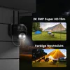 A security camera mounted on a wall, with two inset images showing camping scenes at night. Náhled obrázku produktu