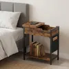 Tavolino Relaxdays con prese di corrente, porta USB, tasca Anteprima dell’immagine prodotto 2