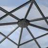 A close-up view of the roof structure of a gazebo, showing the metal frame and translucent polycarbonate panels. Produktbild-Vorschau