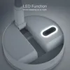 Close-up of the base of a portable fan, highlighting an LED night light feature. Podgląd zdjęcia produktu