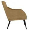 A side view of a brown velvet armchair with black legs against a white background. Voir les images du produit