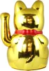 A golden Maneki-neko cat figurine with a red collar. Produktbild-Vorschau