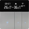 A smart thermostat with a digital display and touch buttons. Podgląd zdjęcia produktu