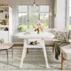 A dining area with a white table, chairs, and a built-in bench. Produktbild-Vorschau