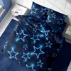 Bettwäsche 200x200 cm Sterne Stars dunkel blau leuchtoptik Produktbild-Vorschau 4