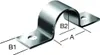 A metal pipe clamp with dimensions labeled. Anteprima dell’immagine prodotto
