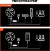 Diagrams showing how to connect a ThrustMaster racing wheel and pedals to a PS4/PS5 console and a PC. Anteprima dell’immagine prodotto