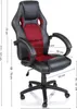 A black and red racing style office chair with dimensions indicated by measurement lines and text. Anteprima dell’immagine prodotto