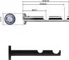 Technical drawing and a product shot of a curtain rod bracket. Podgląd zdjęcia produktu