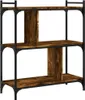 vidaXL Regál na knihy 3 police Smoked Oak 76x32x88 cm Náhled obrázku produktu 4