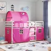 The Living Store Etagenbett mit Vorhängen Rosa 90x200 cm Produktbild-Vorschau 3