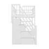 A white bunk bed with stairs and a railing, shown from the front. Produktbild-Vorschau