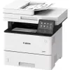 A Canon i-SENSYS MF553dw 4-in-1 laser printer with WLAN is shown from a front-side angle on a white background. Produktbild-Vorschau
