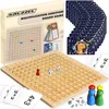 A multiplication and addition board game made of wood, with game cards, dice, and player pieces. Produktbild-Vorschau