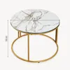 Table basse 'Aulum' 50 x 70 cm marbre, blanc / or Voir les images du produit 3