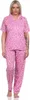 Damen Pyjama kurzarm Schlafanzug Pyjama-Set;  Pink L/40 Produktbild-Vorschau 1
