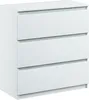 A white, three-drawer chest of drawers. Produktbild-Vorschau