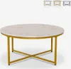 Wohnzimmertisch modern rund 90cm aus Metall Marmoreffekt Produktbild-Vorschau 6