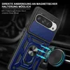A close-up of a blue phone case with a magnetic ring holder, attached to a car vent mount. Produktbild-Vorschau