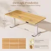 A height-adjustable desk with dimensions and feature callouts. Anteprima dell’immagine prodotto