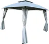 A gray gazebo with curtains, shown from a front-facing angle against a white background. Produktbild-Vorschau
