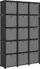 vidaXL Étagère cube avec boîtes 15 compartiments noir Voir les images du produit 8