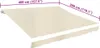 A cream-colored awning is shown with dimensions indicated by purple lines and text. Anteprima dell’immagine prodotto