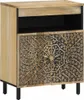 A wooden cabinet with intricate carvings and black legs, shown against a white background. Náhľad obrázku produktu