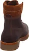 A rear view of a brown leather boot with a tan suede cuff. Anteprima dell’immagine prodotto
