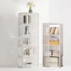 Two modular, foldable wardrobes are shown against a white wall. The larger wardrobe on the left is filled with books, and the smaller one on the right contains pillows, boxes, and folded clothes. A sheer curtain covers the front of both wardrobes. Podgląd zdjęcia produktu