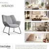 A collage of a gray armchair and various room settings (bedroom, living room, home office, entryway). Náhled obrázku produktu