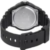 The back of a black Casio watch with a metal casing and a black resin strap. Voir les images du produit