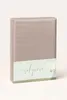 A folded satin bedsheet is presented on a light gray background. Produktbild-Vorschau