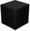 A black cube-shaped ottoman or footstool is shown from a slightly elevated diagonal angle. Produktbild-Vorschau