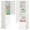Two white modular storage cabinets are shown side-by-side, with one open and the other closed. Anteprima dell’immagine prodotto