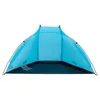 A blue beach tent shown from the front, with its floor extended. Náhled obrázku produktu