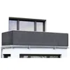A balcony railing with a dark gray privacy screen attached. Produktbild-Vorschau