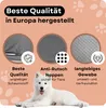 Marketing image with text and icons highlighting product features, with a dog in the foreground. Produktbild-Vorschau