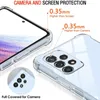 Close-up views of a transparent phone case highlighting its protective features for the camera and screen. Produktbild-Vorschau