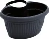 A dark gray oval planter with a ribbed texture and a black handle attached to the rim. Náhled obrázku produktu