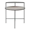 A two-tiered side table with a metal frame and wood-look shelves. Anteprima dell’immagine prodotto