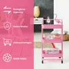3-stöckiger Servierwagen aus Metall mit Rollen, rosa, Produktbild-Vorschau 4