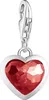 Ciondolo con pietrina rossa a forma di cuore in argento Anteprima dell’immagine prodotto 4