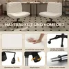 A collage of images showcasing the features of an office chair, including material close-ups, a hand pressing into the cushion, and mechanical components. Produktbild-Vorschau